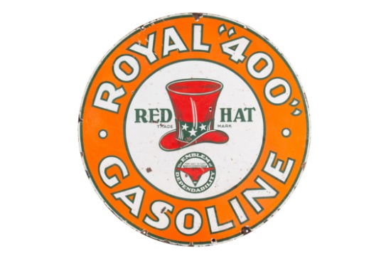 Red Hat Royal 400 Gasoline Porcelain Sign