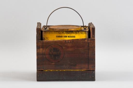 Standard Thresher Hard Oil Can And Original Crate