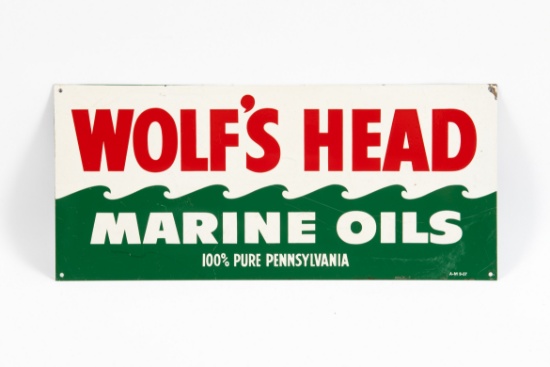 Wolf's head Marine Oils Tin Sign