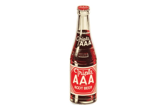 Triple AAA Root Beer Diecut Bottle Tin Sign