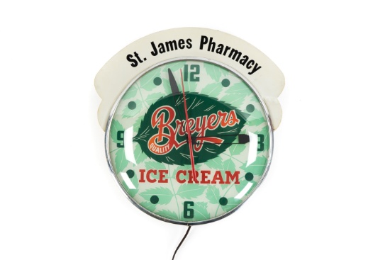 Breyers Ice Cream Pam Clock With Marquee