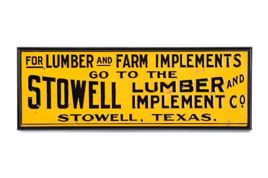 Stowell Lumber And Implement Co. Tin Sign