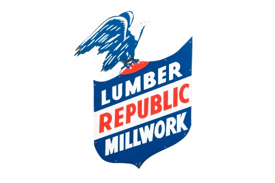 Lumber Republic Millwork Diecut Porcelain Sign