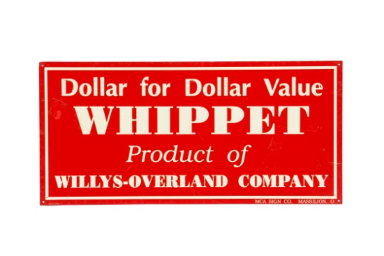 Whippet Product Of Willys-Overland Tin Sign