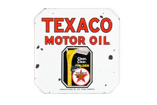 Texaco Motor Oil Porcelain Curb Sign