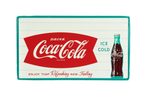 Drink Coca-Cola Ice Cold Tin Sign With Fishtail