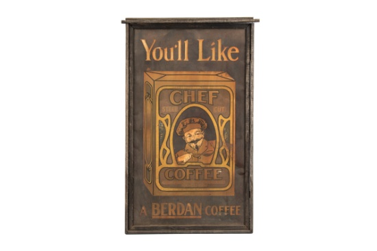 Berdan Chef Coffee Framed Tin Sign