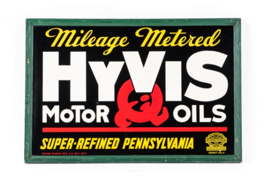 Hyvis Motor Oil Mileage Metered Tin Sign