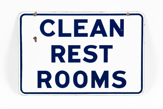 Clean Rest Rooms Porcelain Sign