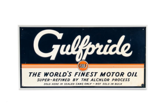 Gulf Gulfpride World's Finest Motor Oil Tin Sign
