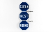 Clean Rest Rooms Vertical Porcelain Sign