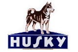 Husky Figural Topped Porcelain Sign