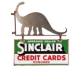 Sinclair Credit Cards Porcelain Sign With Hanger