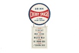 Drink Cherry Smash Tin Button W/ Hanging Tin Sign