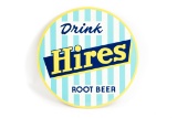 Drink Hires Root Beer Tin Button Sign