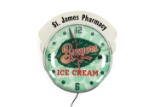 Breyers Ice Cream Pam Clock With Marquee