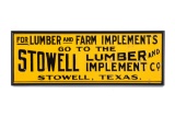 Stowell Lumber And Implement Co. Tin Sign