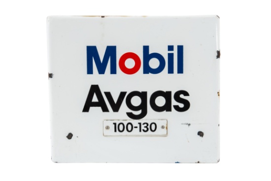 Mobil Aviation Gasoline Porcelain Gas Pump Sign