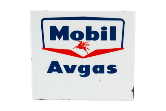 Mobil Aviation Gasoline Porcelain Gas Pump Sign