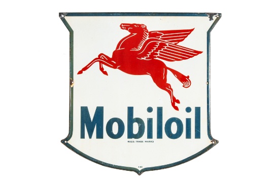 Mobil Mobiloil Porcelain Lubester Sign