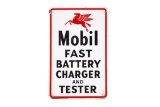 Mobil Battery Charger & Tester Porcelain Sign