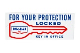 Mobil For Your Protection Locked Porcelain Sign