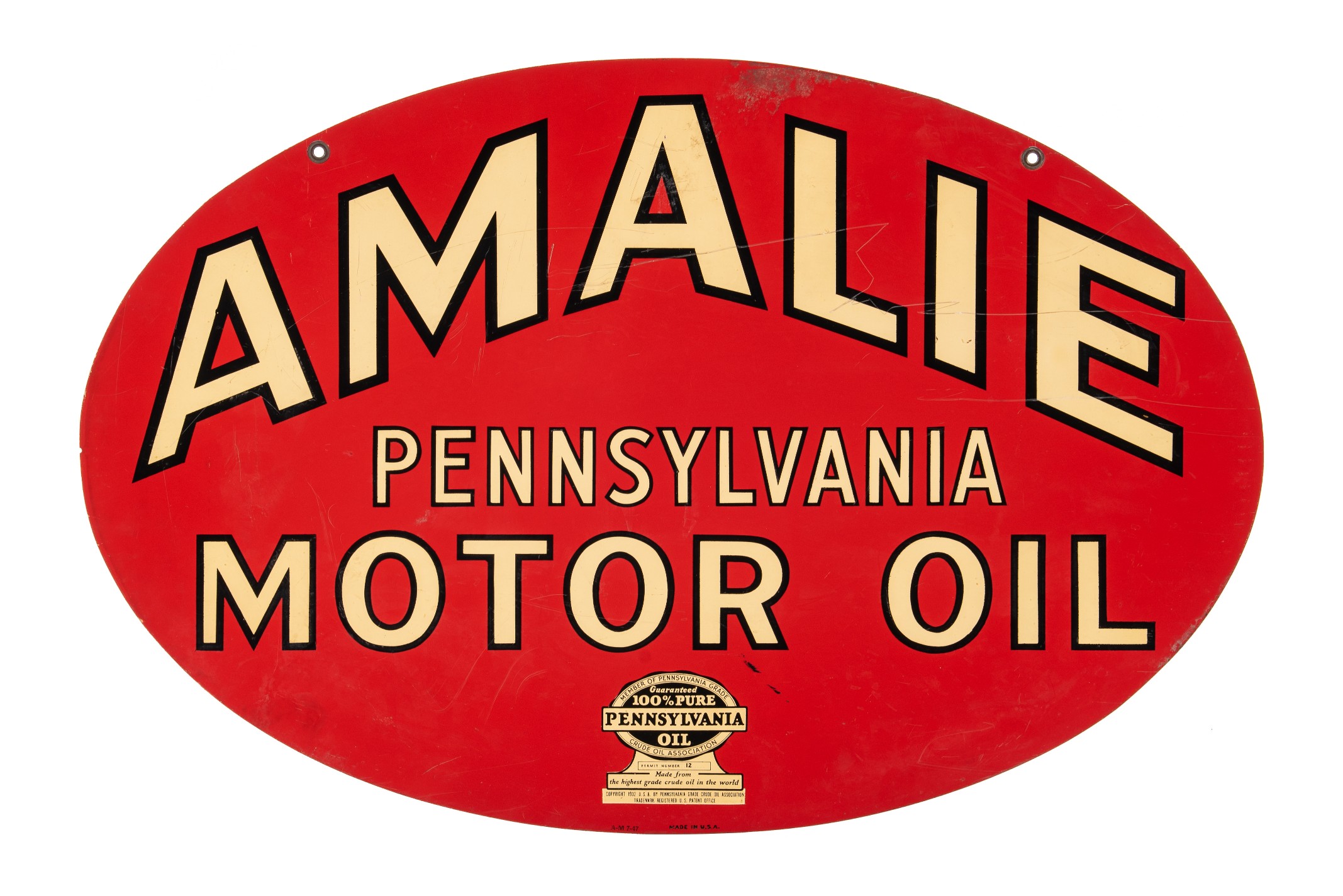 AMALIE OIL 看板 Amalie Motor Oil Sign: Rare Vintage Double Sided Metal A-Frame