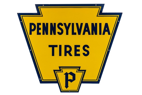 Pennsylvania Tires Die Cut Porcelain Sign