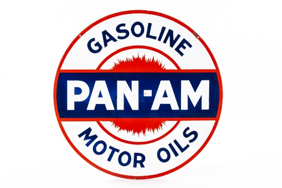 Pan-Am Gasoline & Motor Oils Porcelain Sign