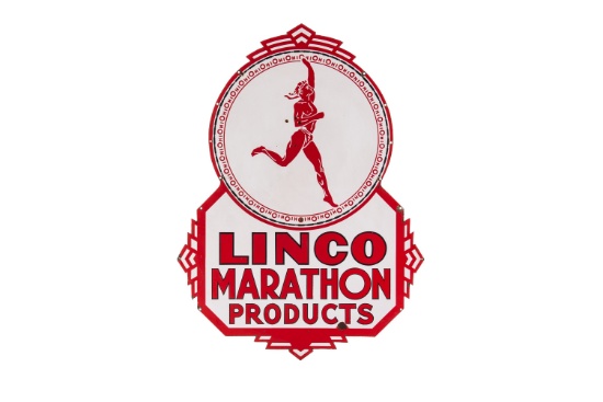 Linco Marathon Products Die Cut Porcelain Sign
