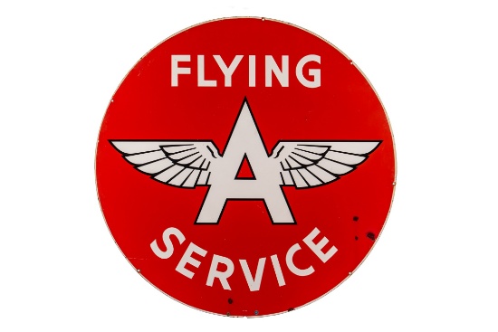 Flying A Gasoline Service Porcelain Pole Sign