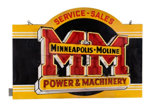 Minneapolis Moline Sales & Service Porcelain Neon