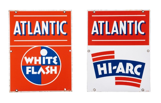 2 Atlantic Gasoline Porcelain Gas Pump Plates