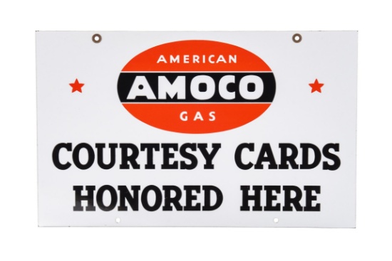 Amoco Courtesy Cards Porcelain Sign