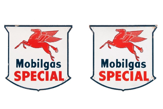 2 Mobilgas Special Porcelain Gas Pump Plates