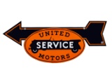 United Motors Service Porcelain Arrow Sign