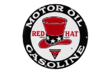Rare Red Hat Motor Oil Gasoline Porcelain Sign