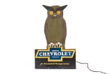 Extremely Rare Chevrolet Owl Fiberboard Sign