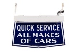 1930s Quick Service Lighted Hooded Porcelain Sign