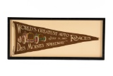 1915 Des Moines Speedway Auto Races Framed Pennant
