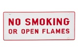 No Smoking Or Open Flames Porcelain Sign