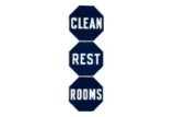 Clean Rest Rooms 3 Piece Porcelain Sign
