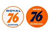 2 Union 76 Gasoline Porcelain Gas Pump Plates