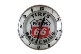 Phillips 66 Tires & Batteries Double Bubble Clock