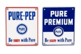 2 Pure Gasoline Porcelain Gas Pump Plates