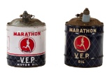 2 Marathon V.E.P. 5 Gallon Motor Oil Cans