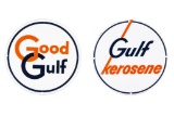 2 Gulf Porcelain Gas Pump Plates