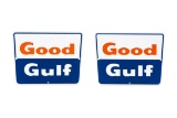 2 Good Gulf Porcelain Gas Pump Plates