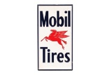Mobil Tires Embossed Vertical Tin Sign