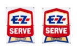 2 E-Z Serve Gasoline Porcelain Gas Pump Plates